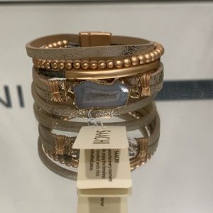 Saachi Leather and Stone Bracelet New with tags.